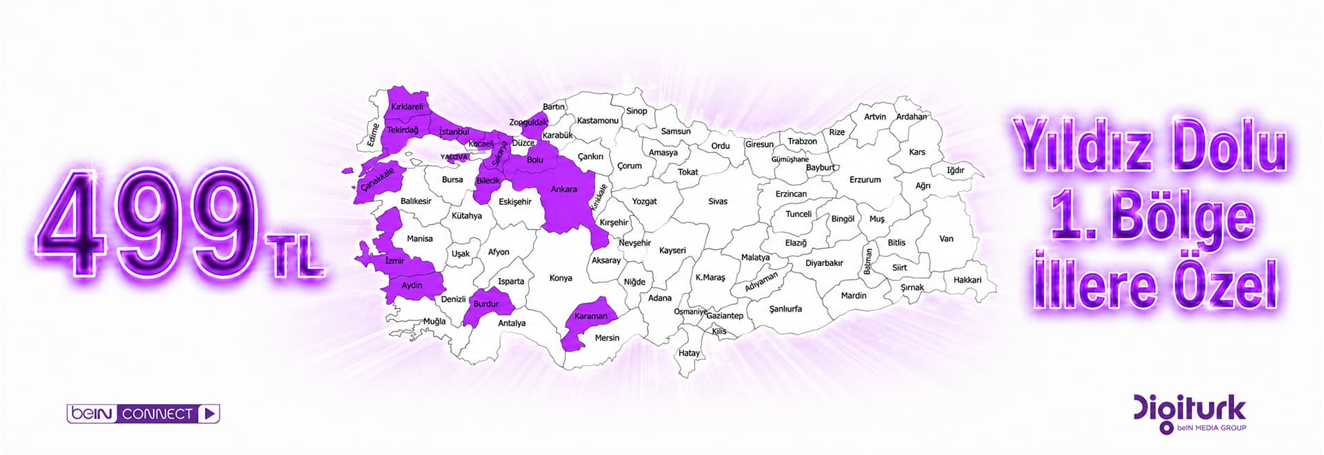 1. Bölge İllere Özel, Yıldız Dolu kutulu Digitürk paketi bölge haritası