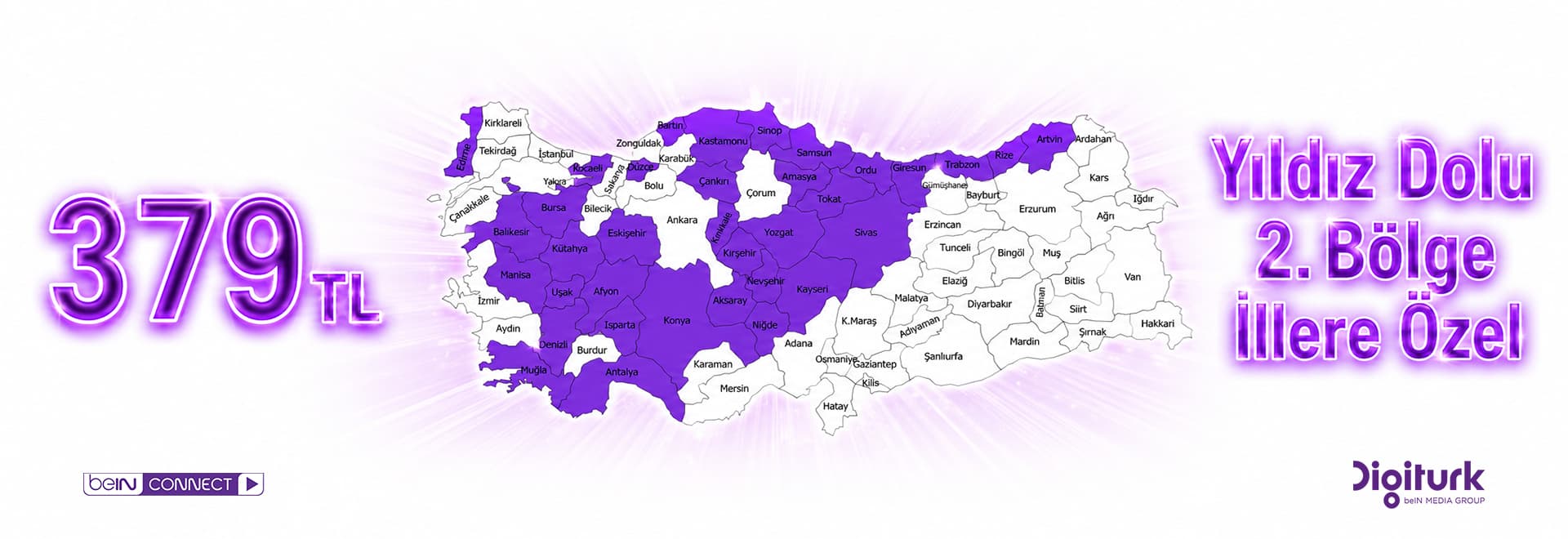 2. Bölge İllere Özel, Yıldız Dolu kutulu Digitürk paketi bölge haritası